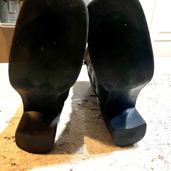 White Mountain Black Chunky Heel 8 1/2 Midi Height Y2K Boots 8.5 Leather Upper - Picture 7 of 7